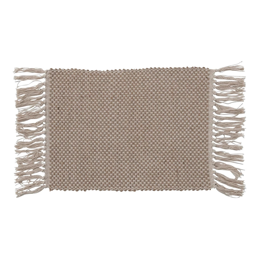 Woven Jute and Cotton Placemat with Fringe