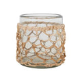 Glass Rattan Wrapped Votive Holder with Woven Rattan Sleeve