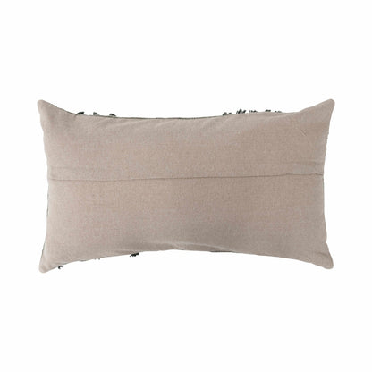 Cotton Pillow with Embroidery, Applique and Chambray Back