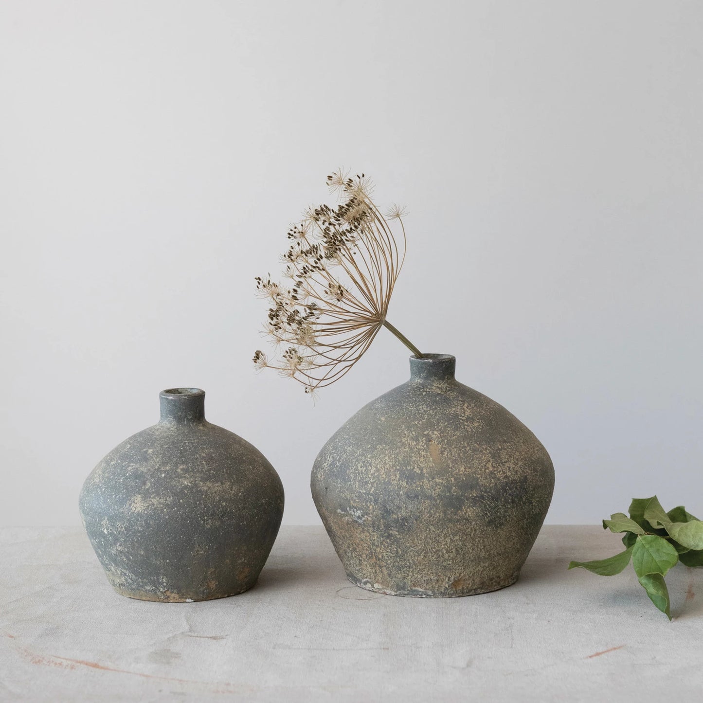 Decorative Clay Vase, Antique Finish
