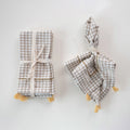 Cotton Napkins w/ Embroidery & Mustard Color Tassels, Set of 4