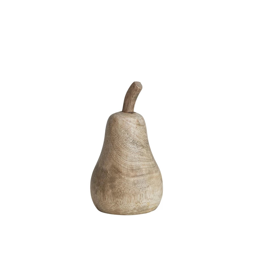 Carved Mango Wood Pear, Natural
