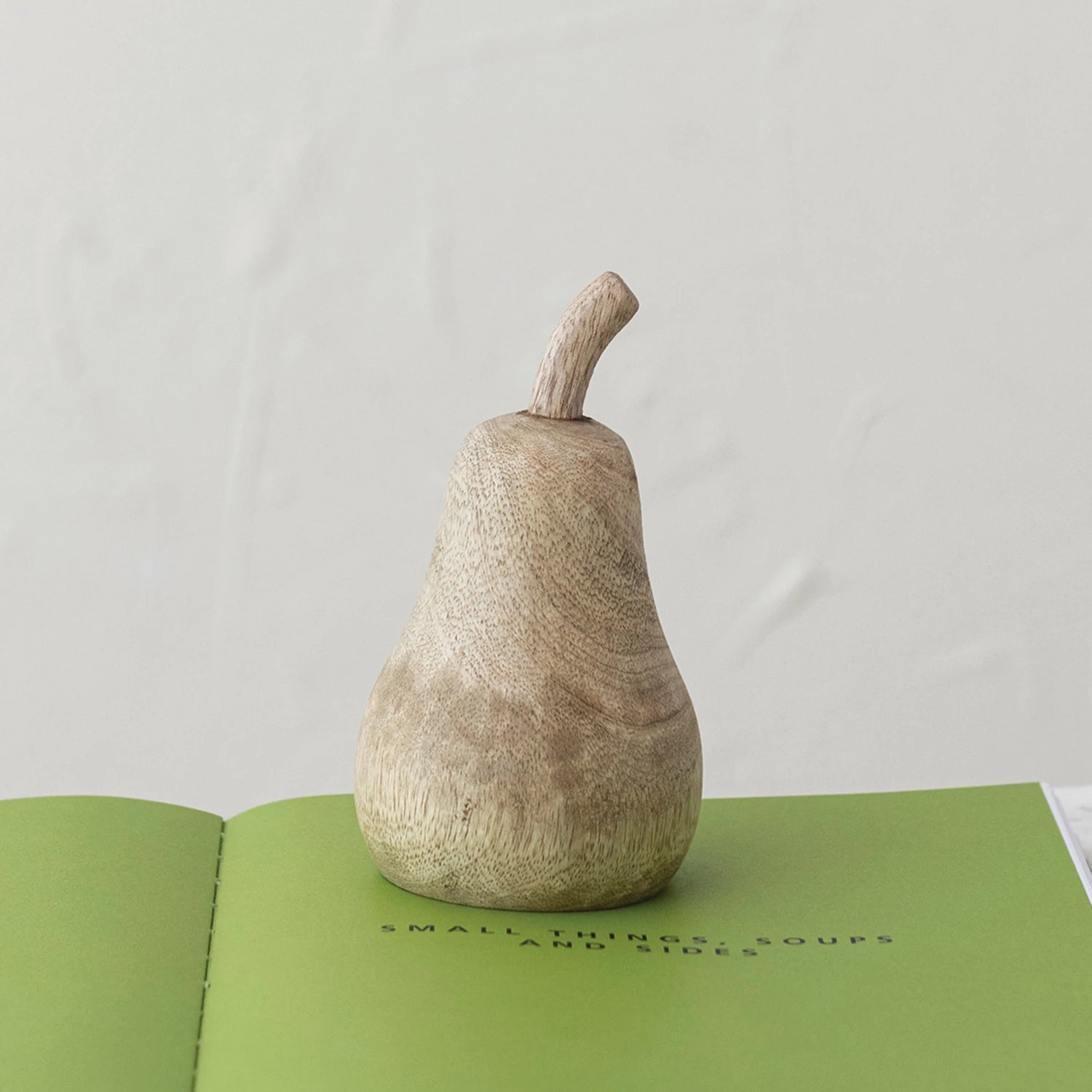 Carved Mango Wood Pear, Natural