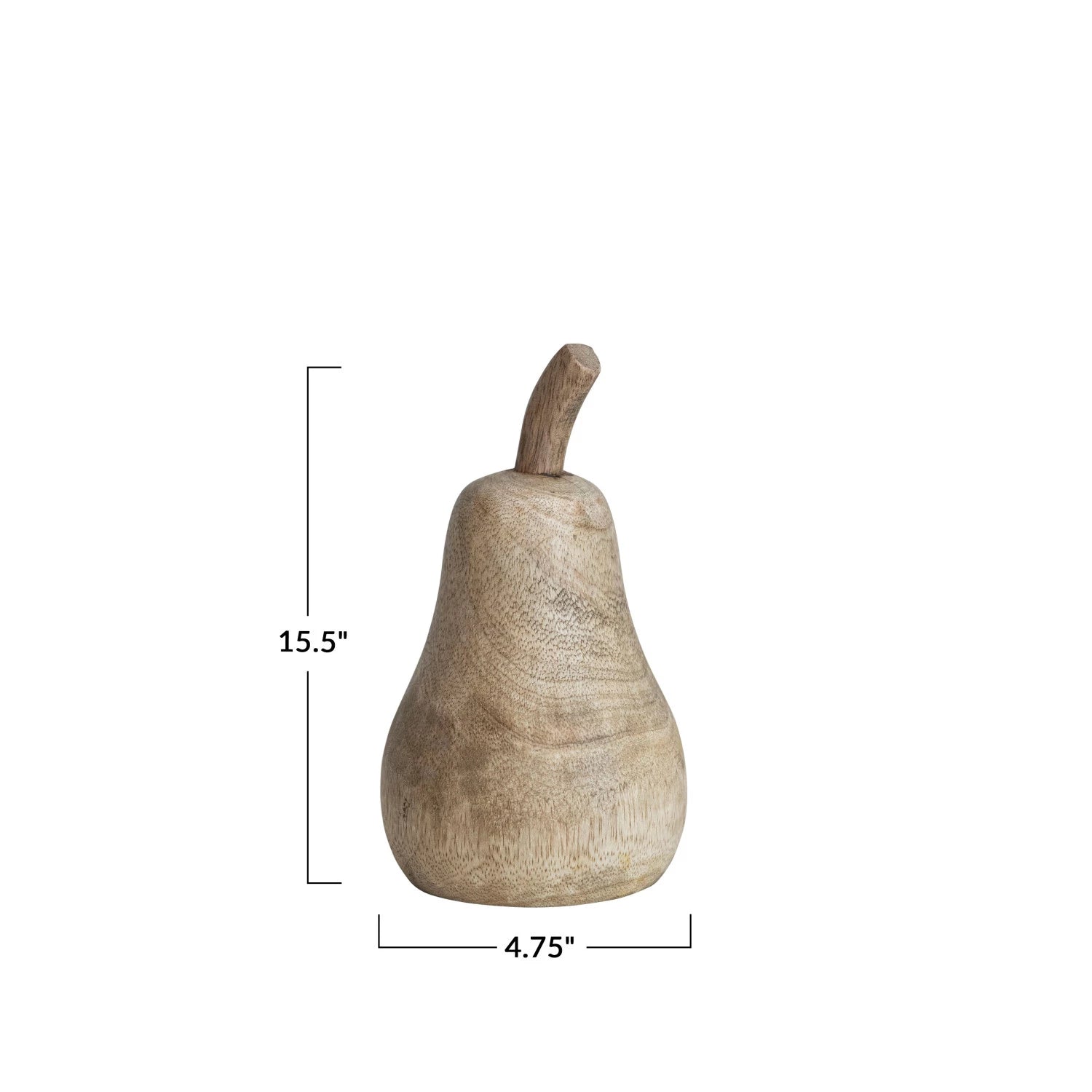 Carved Mango Wood Pear, Natural