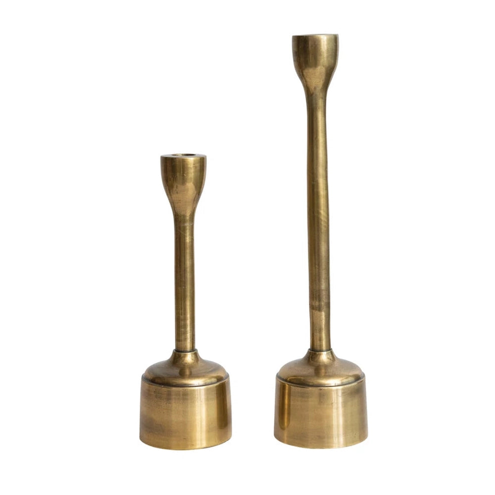 Cast Aluminum Taper Holders, Antique Brass Finish, Set of 2 | Bridal Shower Lieza Klein & Dylan Robbins