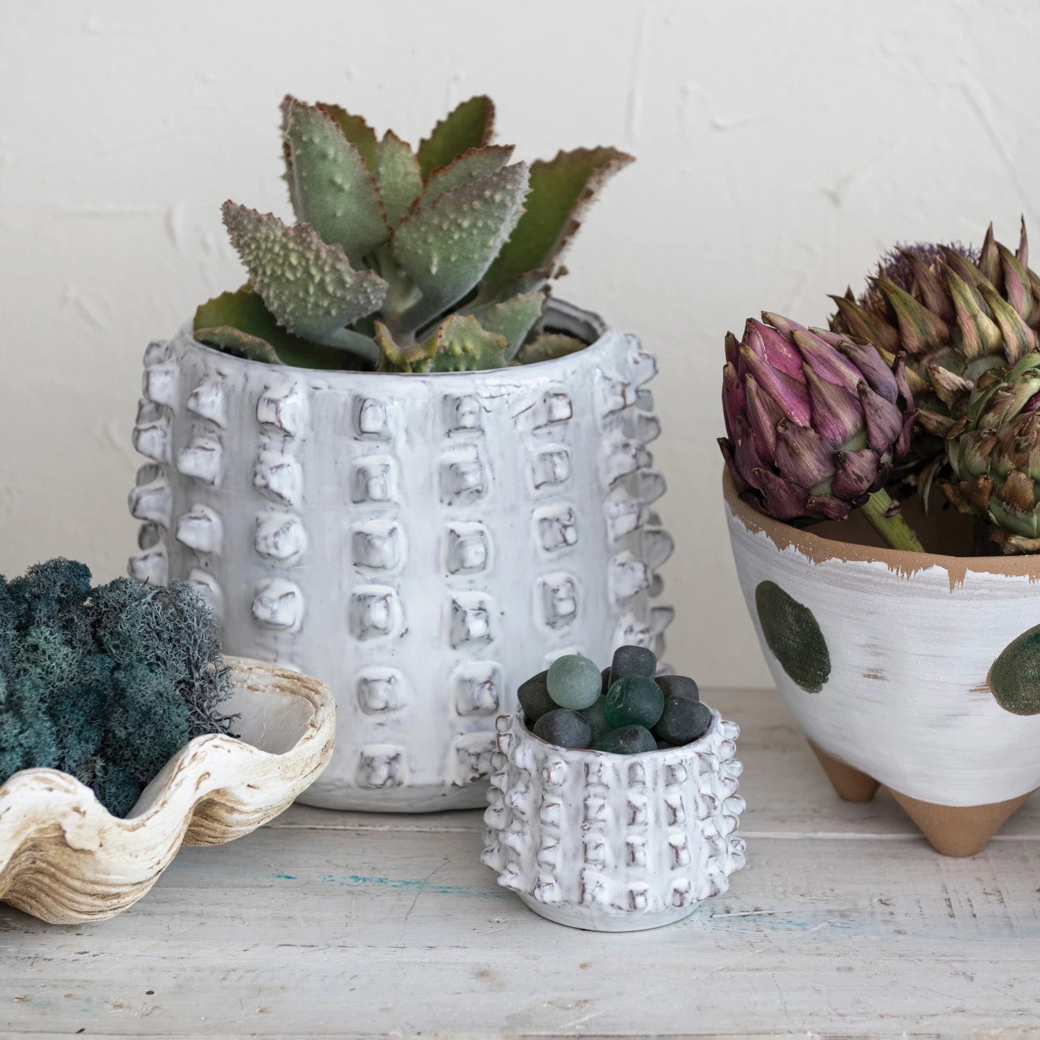 Stoneware Sculptural Planters with Reactive Glaze