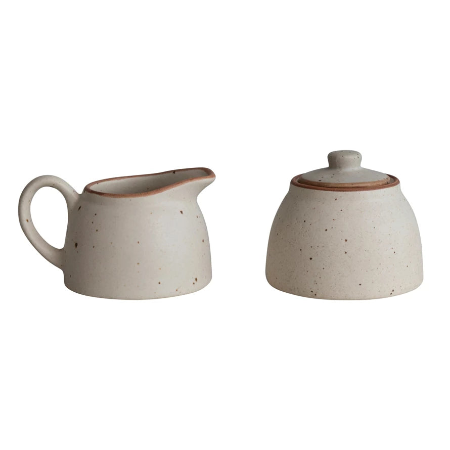 Stoneware Creamer & Sugar Jar, Set of 2