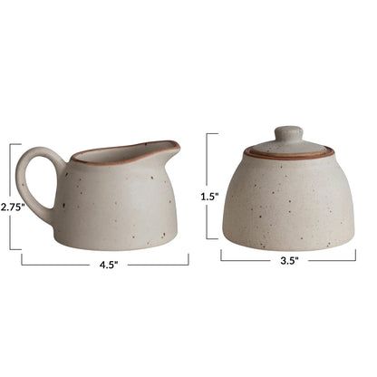 Stoneware Creamer & Sugar Jar, Set of 2