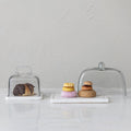 Glass Cloche w/ White Marble Base, Set of