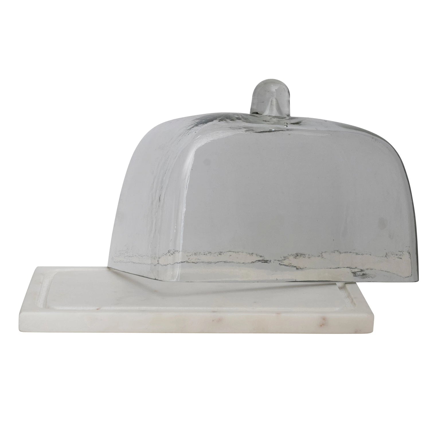 Glass Cloche w/ White Marble Base, Set of