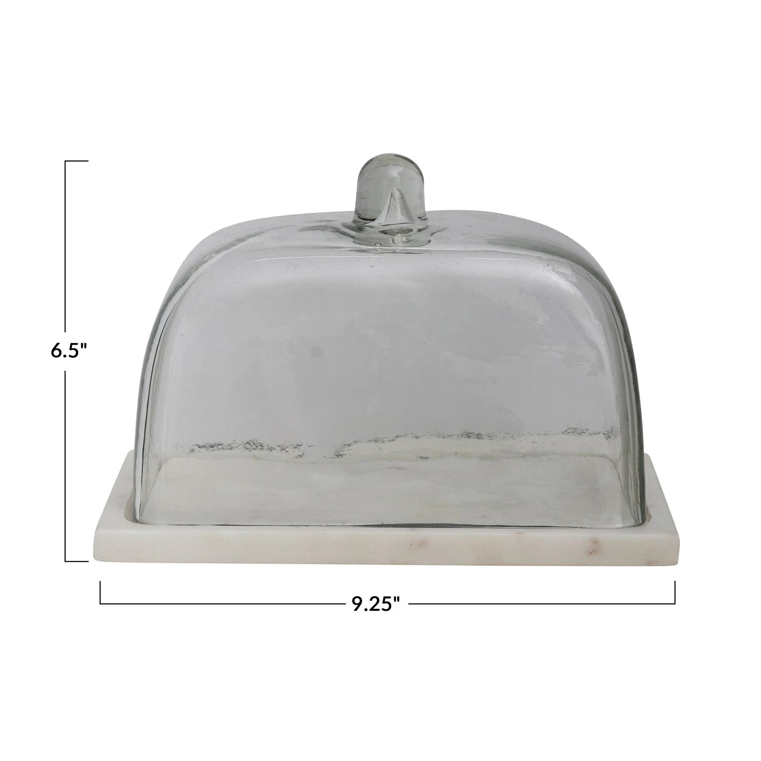 Glass Cloche w/ White Marble Base, Set of