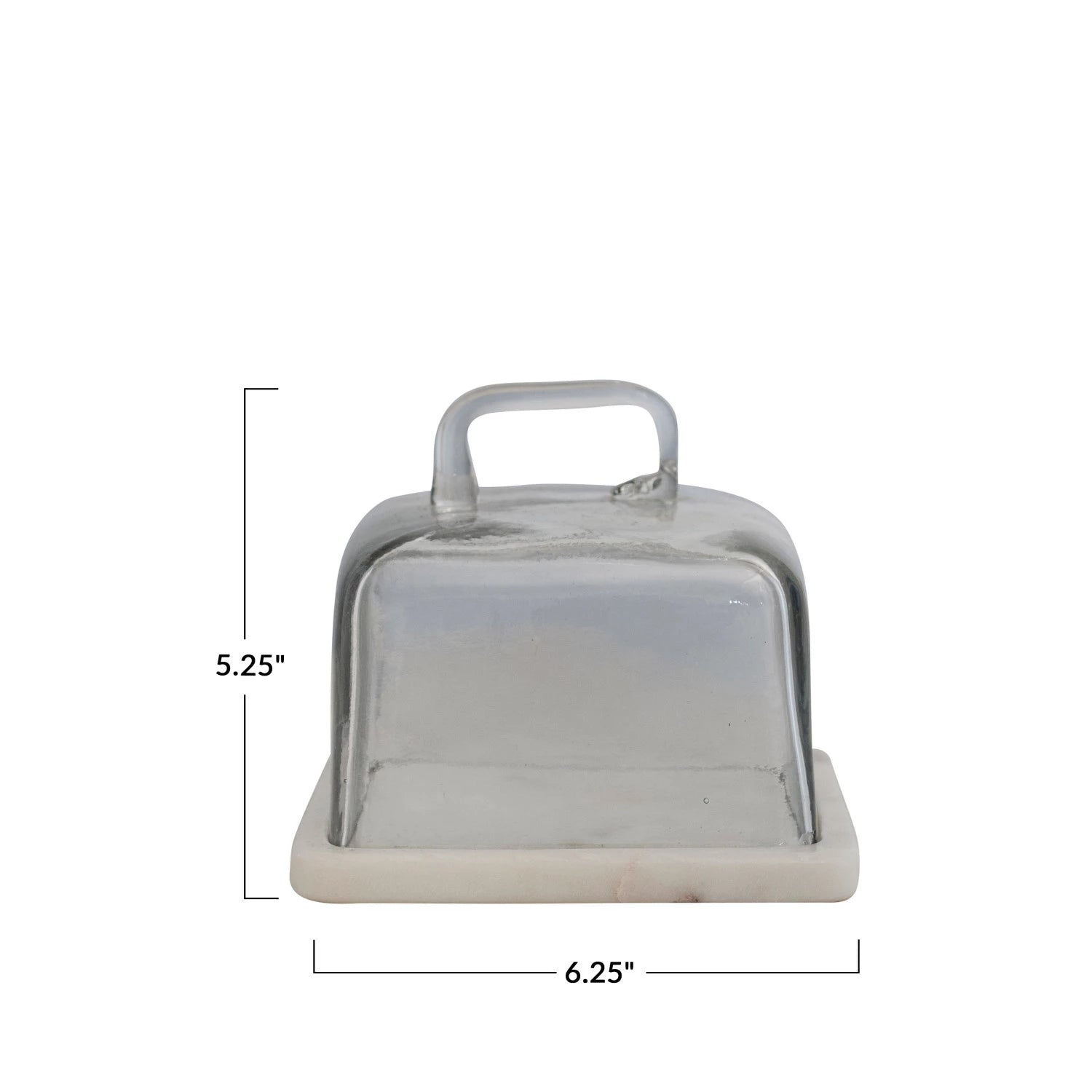 Glass Cloche w/ White Marble Base & Handle, Set of 2