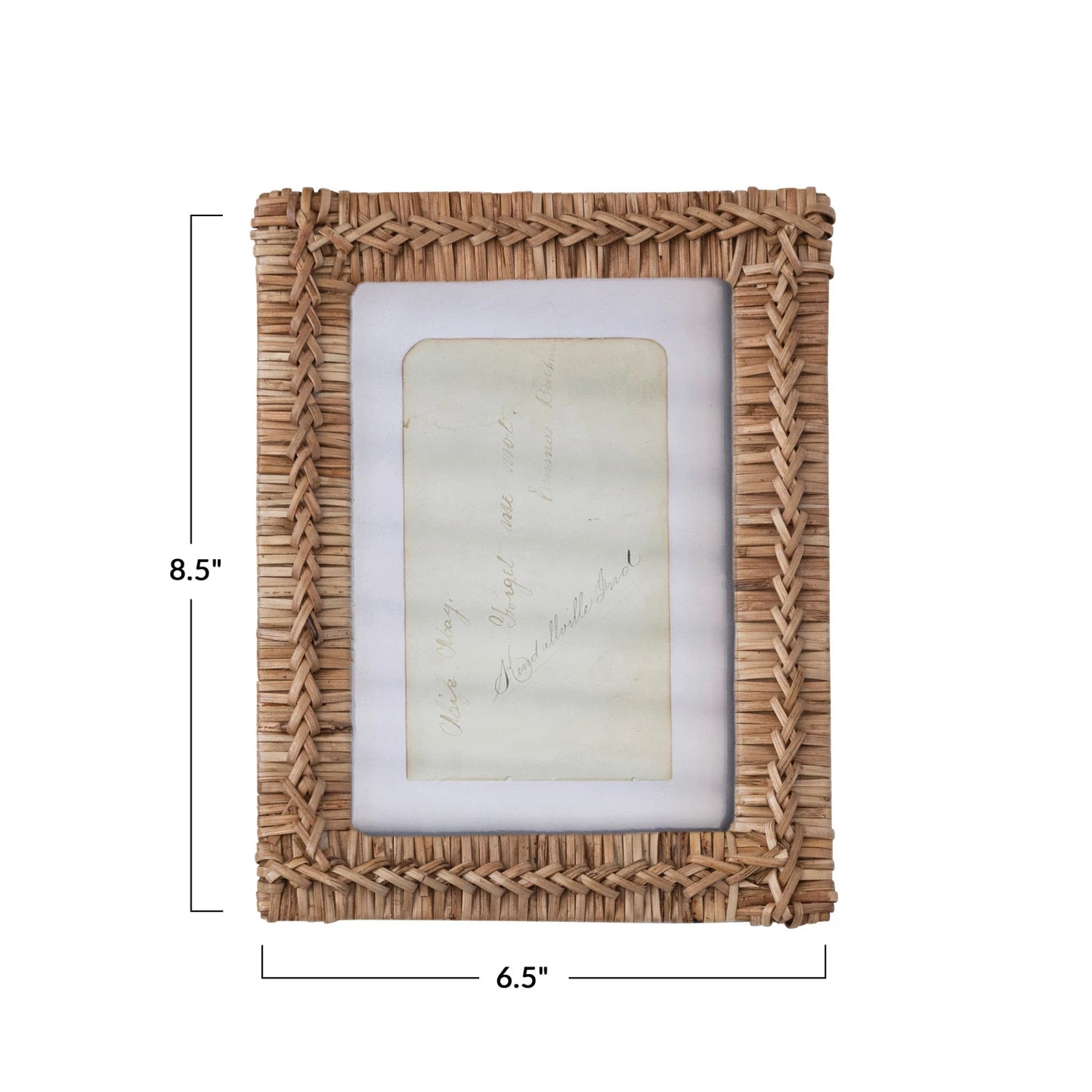 Hand-Woven Rattan Photo Frame, Natural (Holds 5" x 7" Photo)