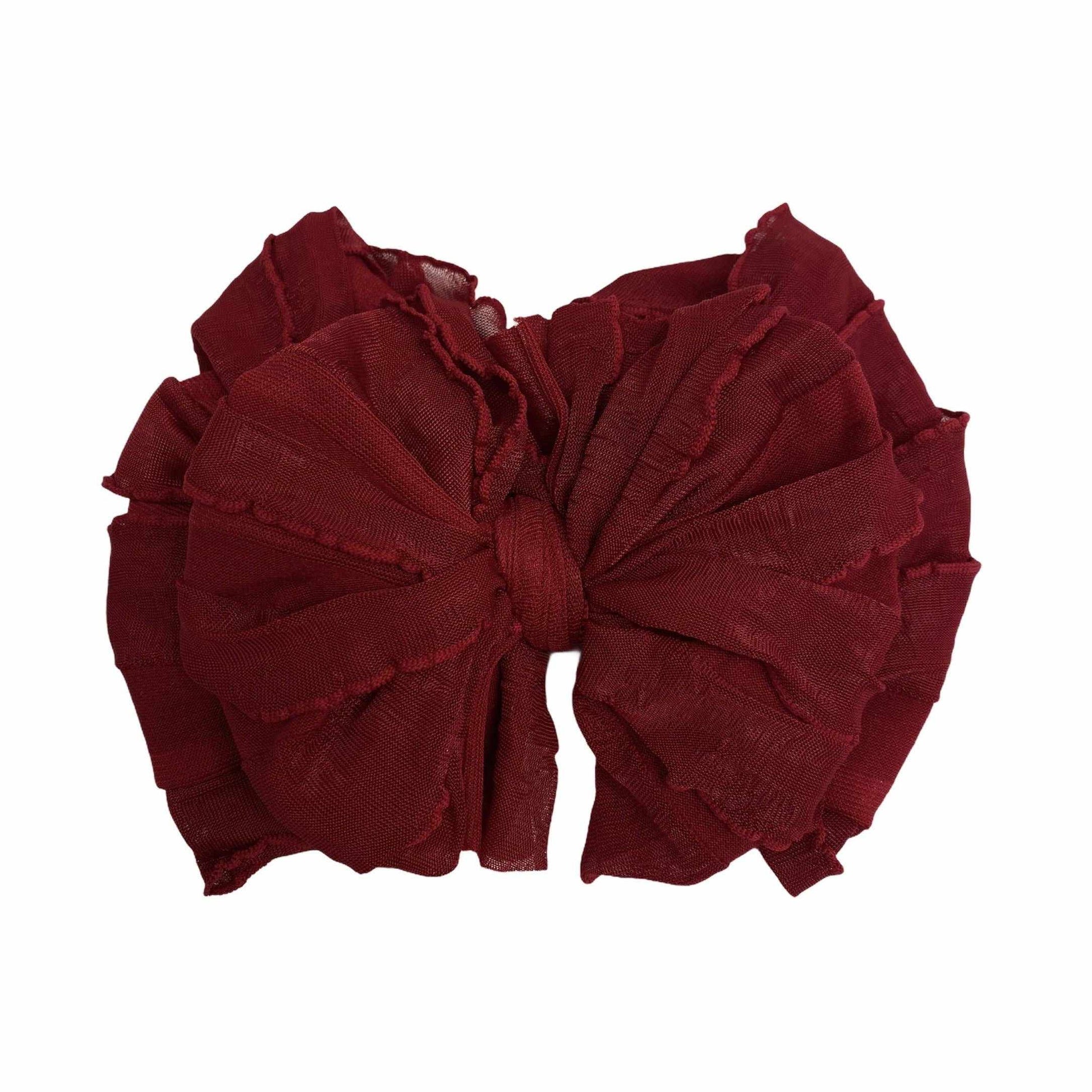 Deep Red  Ruffled Headband/Bow by Rockin Royalty