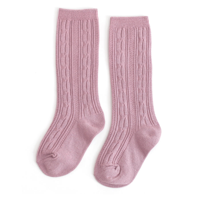 Little Stocking Co Cable Knit Knee High Socks Dusty Rose