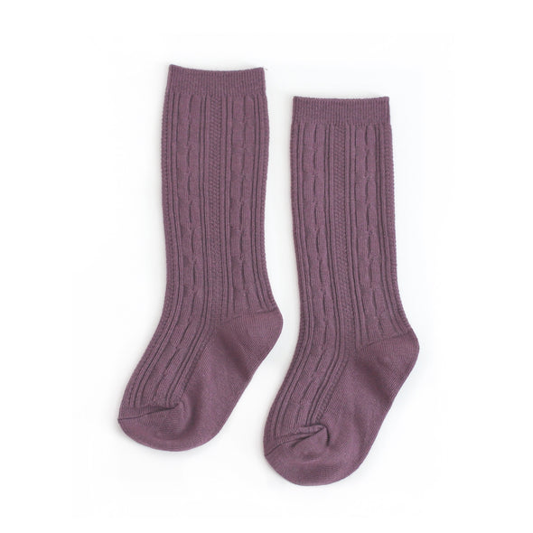 Little Stocking Co Cable Knit Knee High Socks Dusty Plum