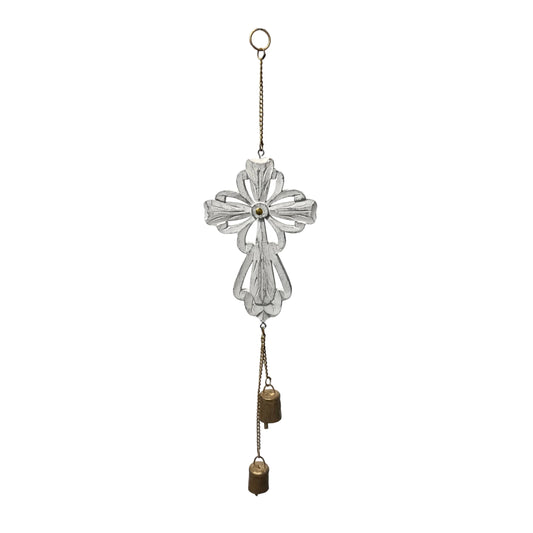 Niccoline Wood Cross Hanging Chapel Bells Wind Chime