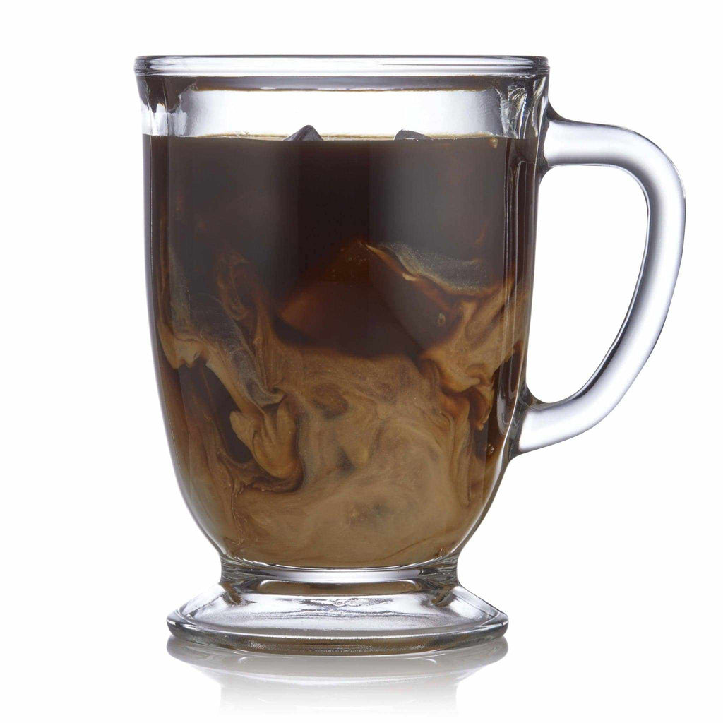 Kona Glass Coffee Mugs, 16-ounce, Set of 6