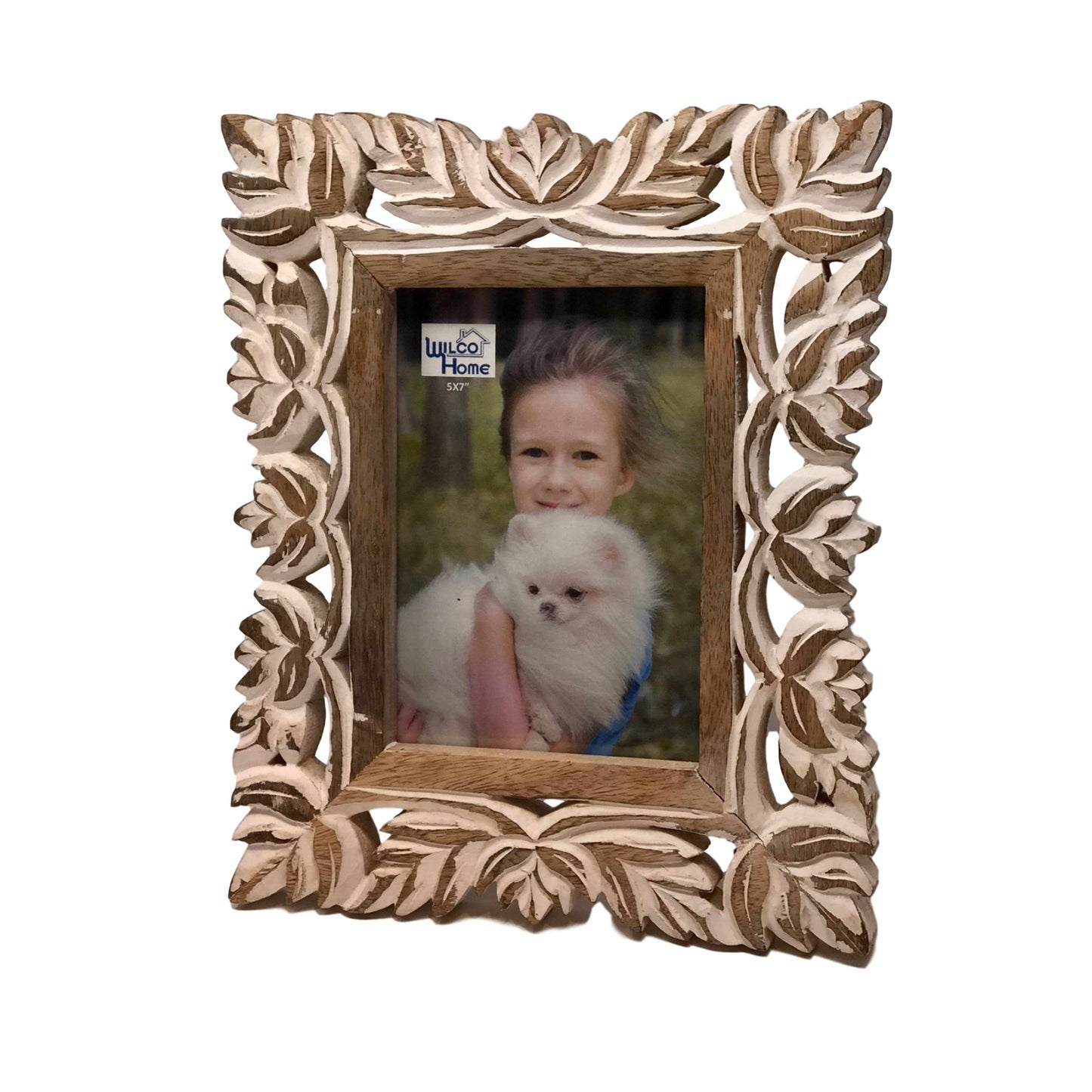Malaga Hand-Carved Wood Photo Frame with Fold Out Stand
