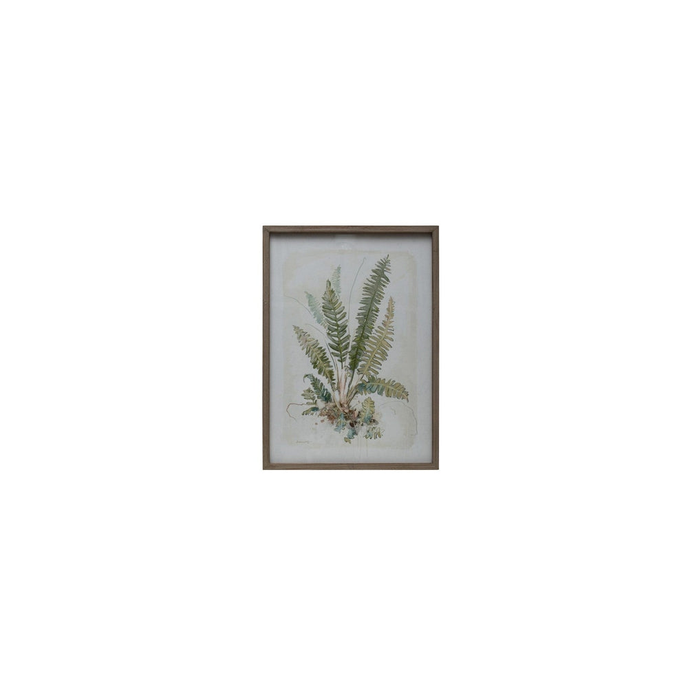 Wood Framed Glass Wall Décor w/ Botanical Print, 4 Styles