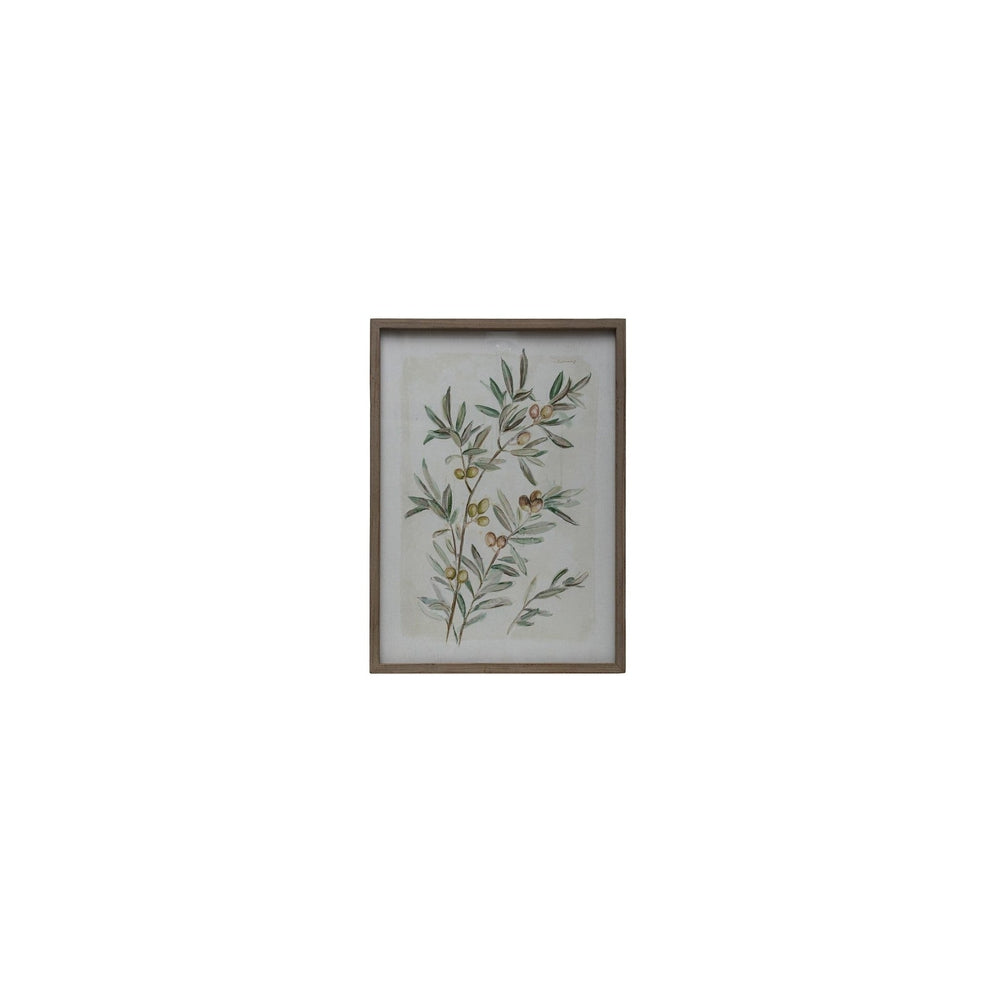 Wood Framed Glass Wall Décor w/ Botanical Print, 4 Styles
