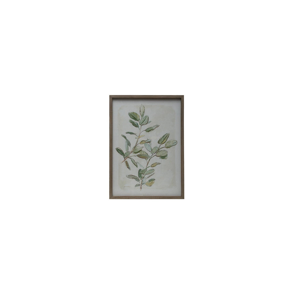 Wood Framed Glass Wall Décor w/ Botanical Print, 4 Styles