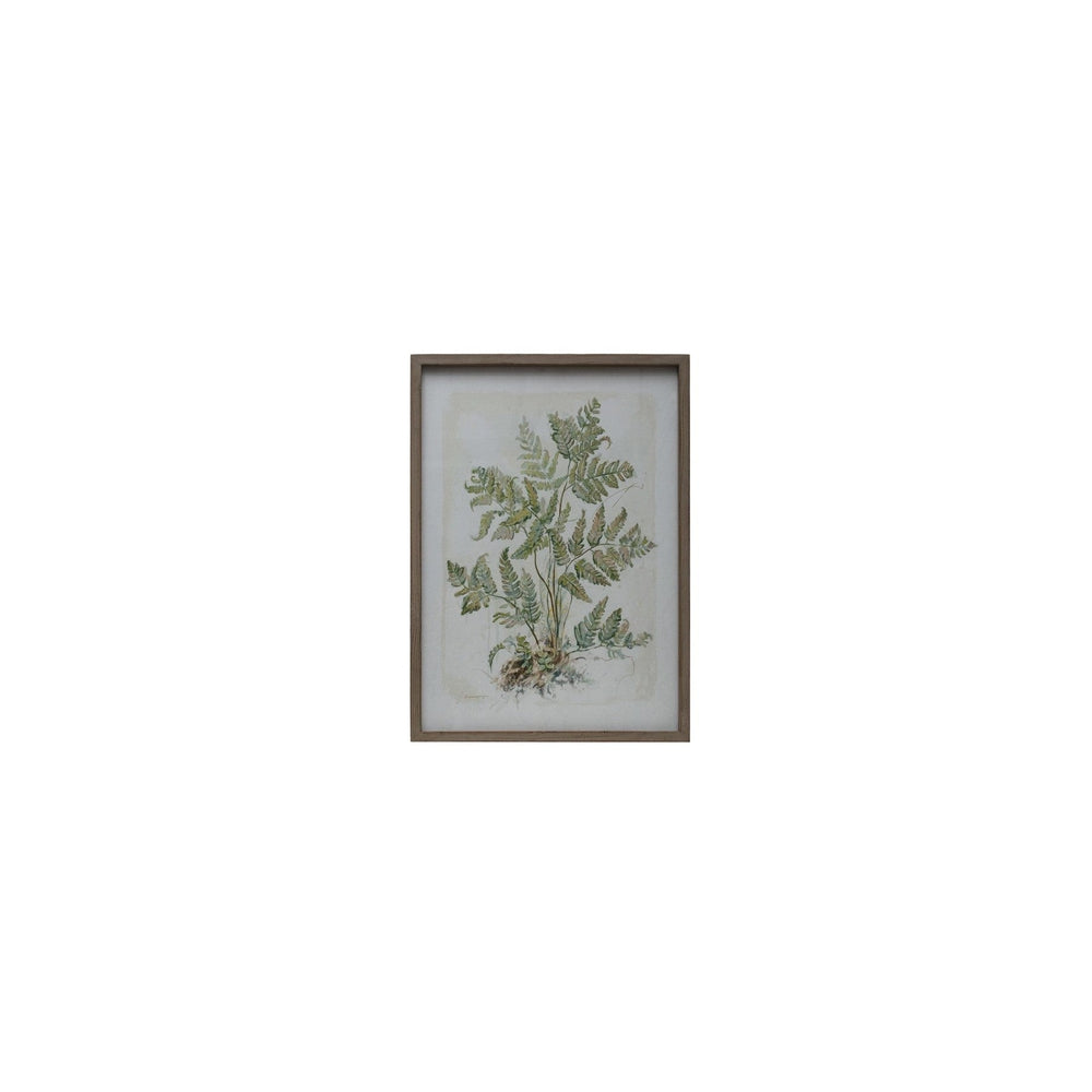 Wood Framed Glass Wall Décor w/ Botanical Print, 4 Styles
