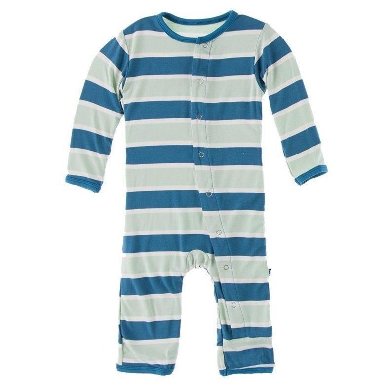 Kickee Pants Coverall with Zipper in Seaside Cafe Stripe