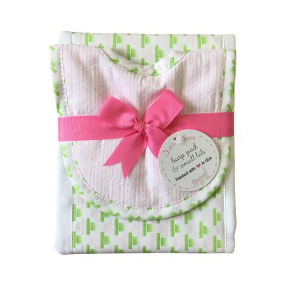 Green/Pink Burp Pad & Small Bib-3 Martha’s-Lasting Impressions