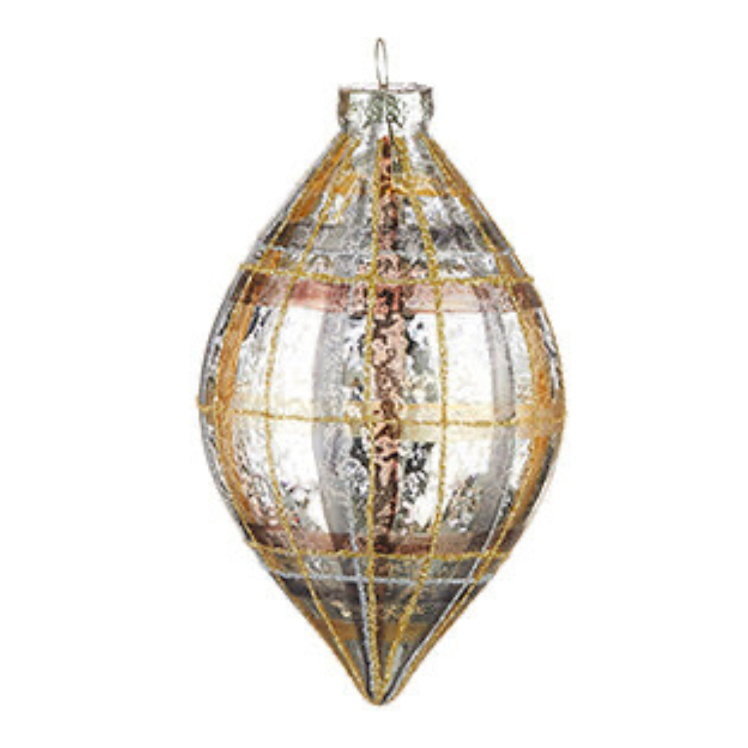 Plaid Mercury Glass Ornament
