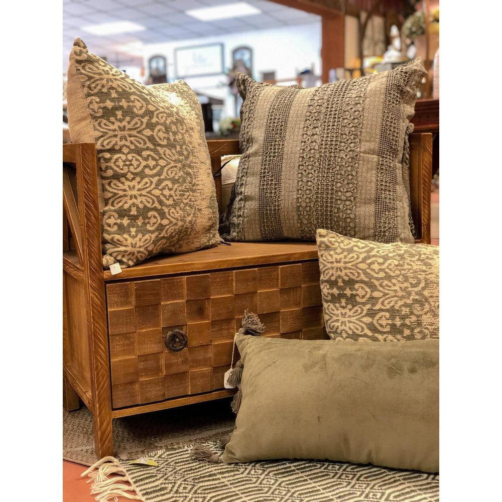 Soft Grey Vintage Printed Linen Pillow-Park Hill-Lasting Impressions