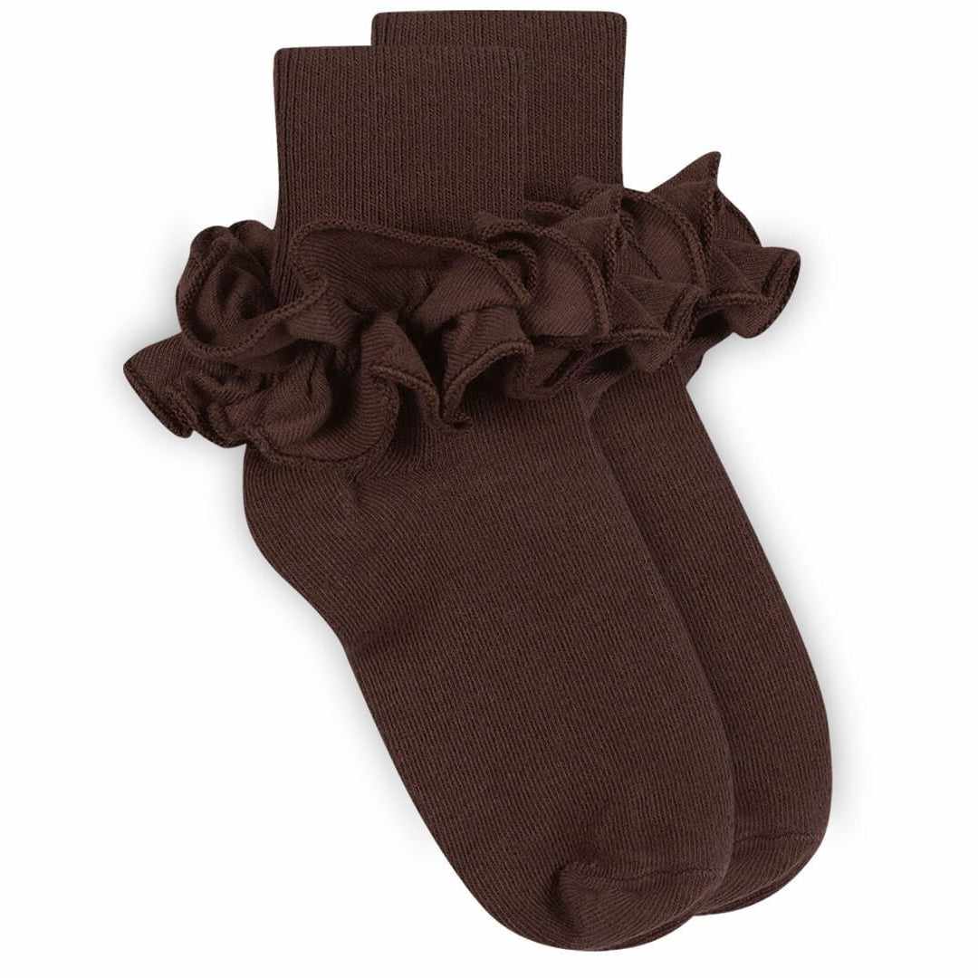 Jefferies Socks Chocolate Misty Ruffle Turn Cuff Socks