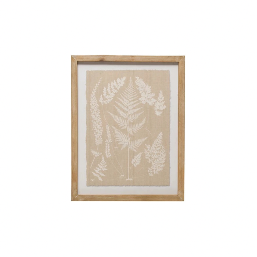 Wood Framed Wall Décor with Fern Fronds