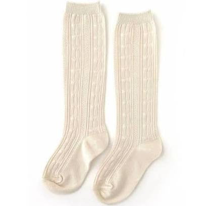 Little Stocking Co Cable Knit Knee High Socks Vanilla Cream