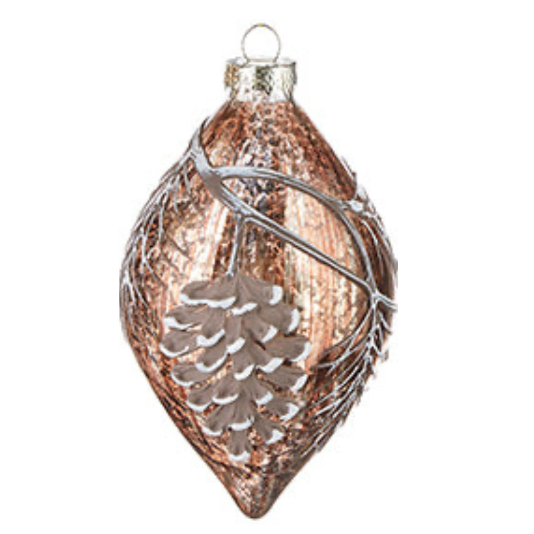 Pinecone Branch on Mercury Glass Ornament