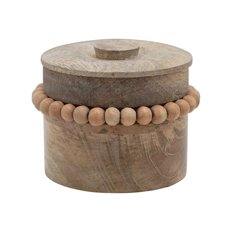 Mango Wood Box with Wood Beads & Lid