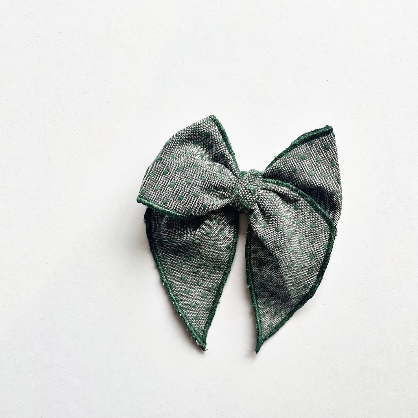 Muted Green Textured Dot Elle Bow
