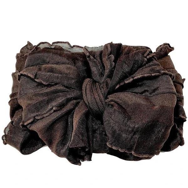 Brown Ruffled Headband/Bow by Rockin Royalty