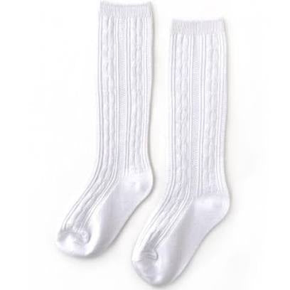 Little Stocking Co Cable Knit Knee High Socks White