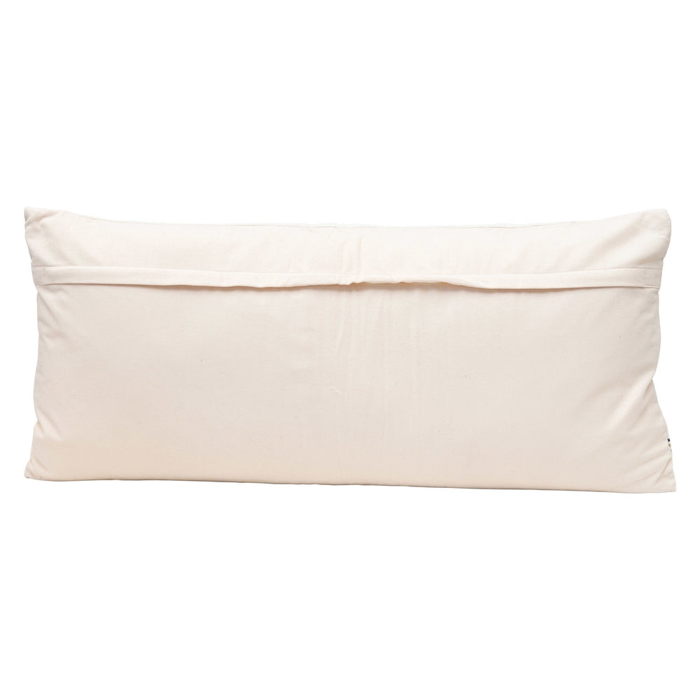 Woven Cotton Blend Lumbar Pillow with Stripes