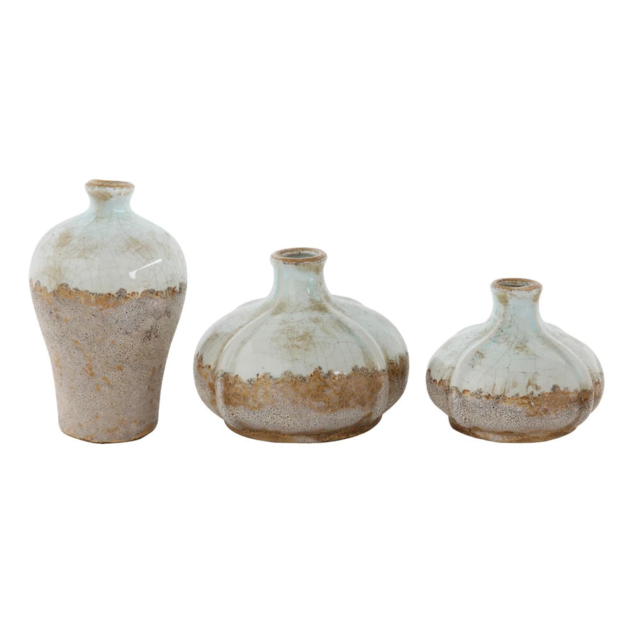Distressed Terracotta Vases, Set of 3