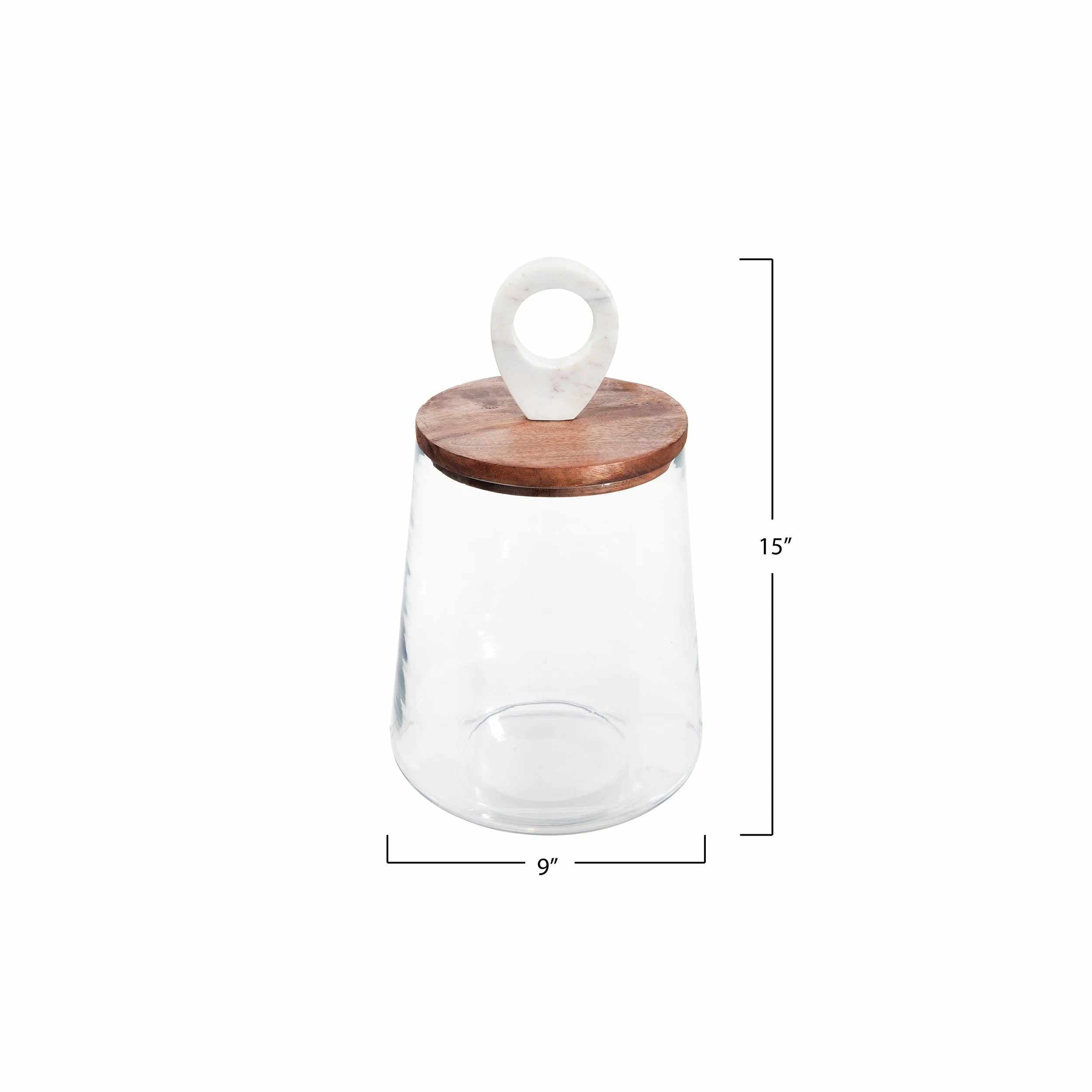 Glass Jars with Wood and Marble Lid