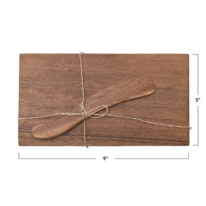 Acacia Wood Cheese/Cutting Board w/ Canape Knife