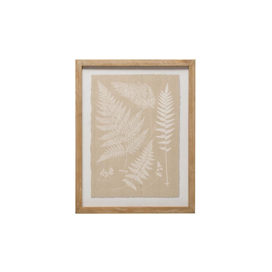Wood Framed Wall Décor with Fern Fronds