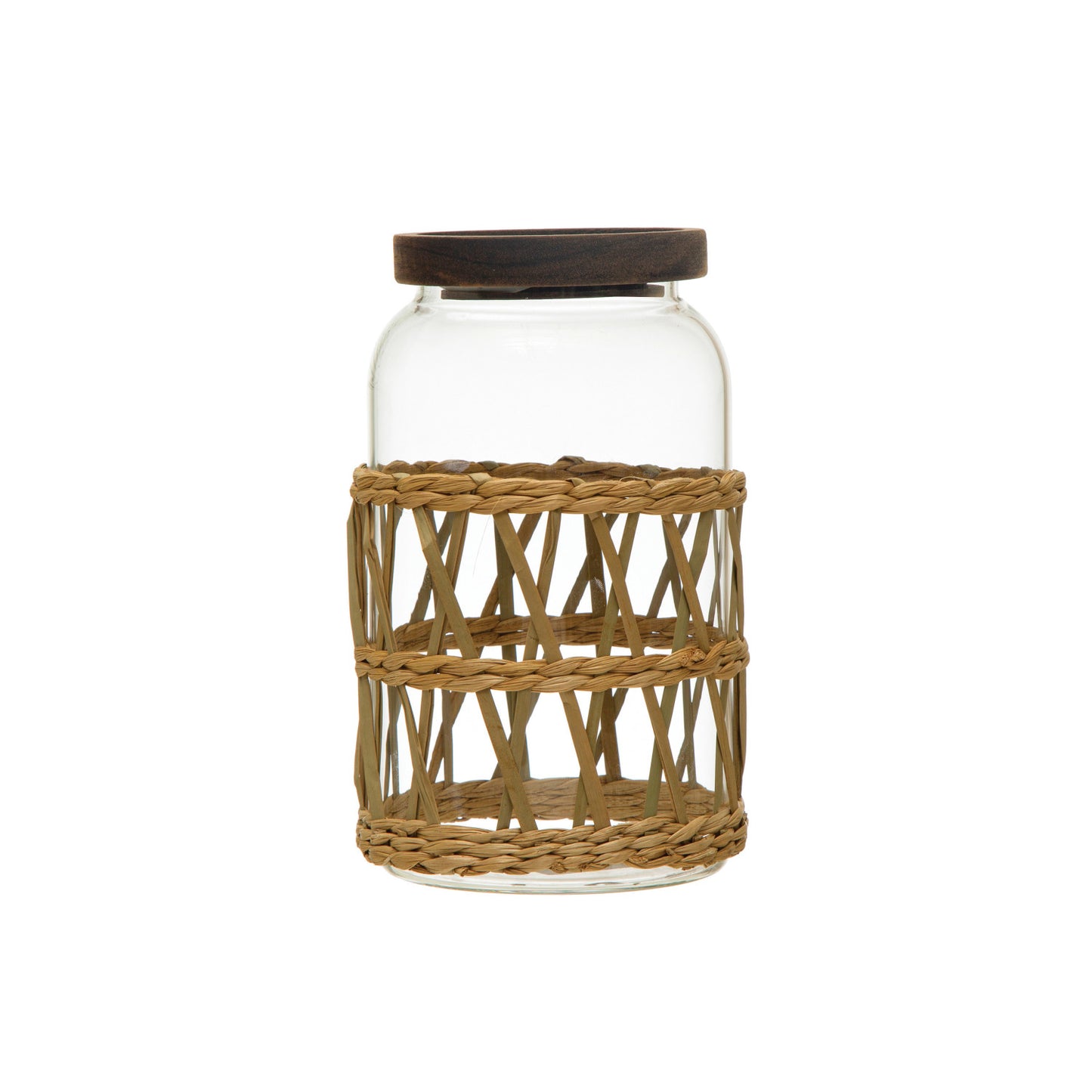Glass Canisters w/ Acacia Wood Lid & Woven Sleeve