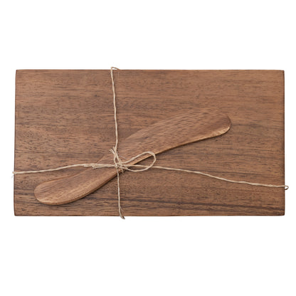 Acacia Wood Cheese/Cutting Board w/ Canape Knife