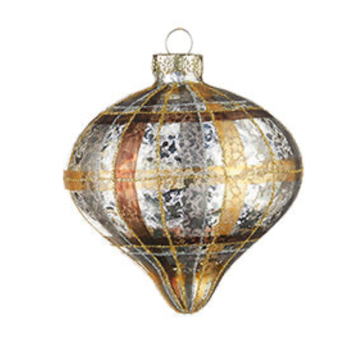Plaid Mercury Glass Ornament