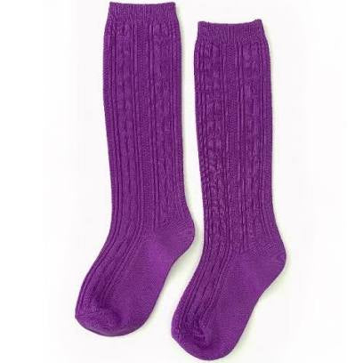 Little Stocking Co Cable Knit Knee High Socks Willowherb Purple