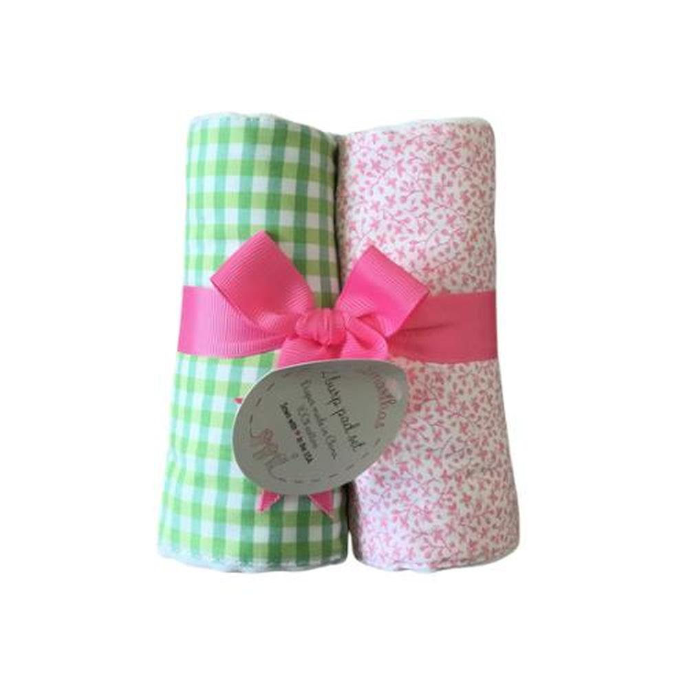 Floral/Green Stripe 2 Burp Pad Set-3 Martha’s-Lasting Impressions