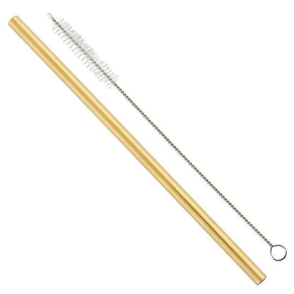 Gold stainless steel straw & cleaning brush-Slant Collections-Lasting Impressions